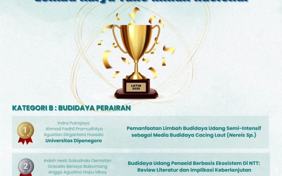 Prestasi Mahasiswa Akuakultur UNDIP: Juara 1 Lomba Karya Tulis Ilmiah Nasional LKTIN 2025
